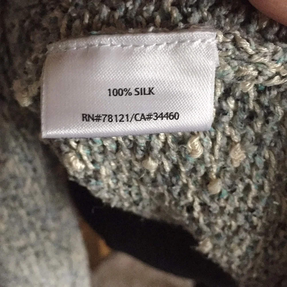 Eileen Fisher 100% silk light blue knit sweater!